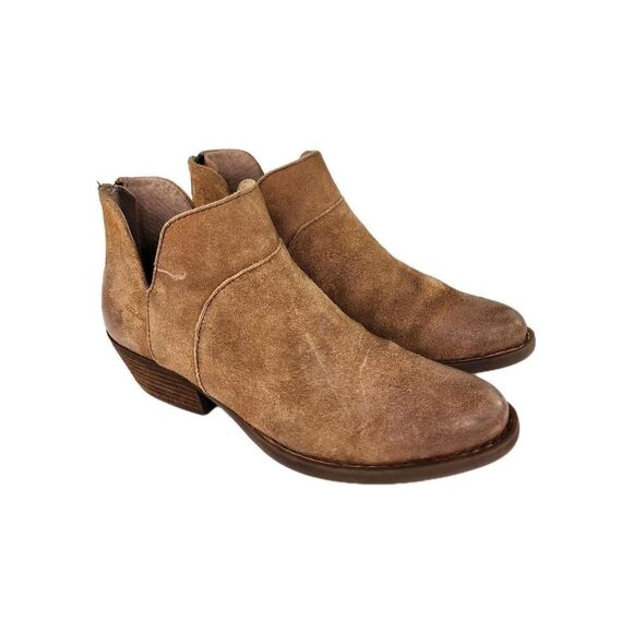 Born Women's Kerri Cutout Booties US 8.5 M Brown Suede Back Zip Booties Boot - Picture 1 of 11